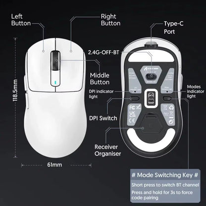 X3 Wireless Gaming Mouse Ultra-Lightweight 26K DPI PAW3395 Sensor 